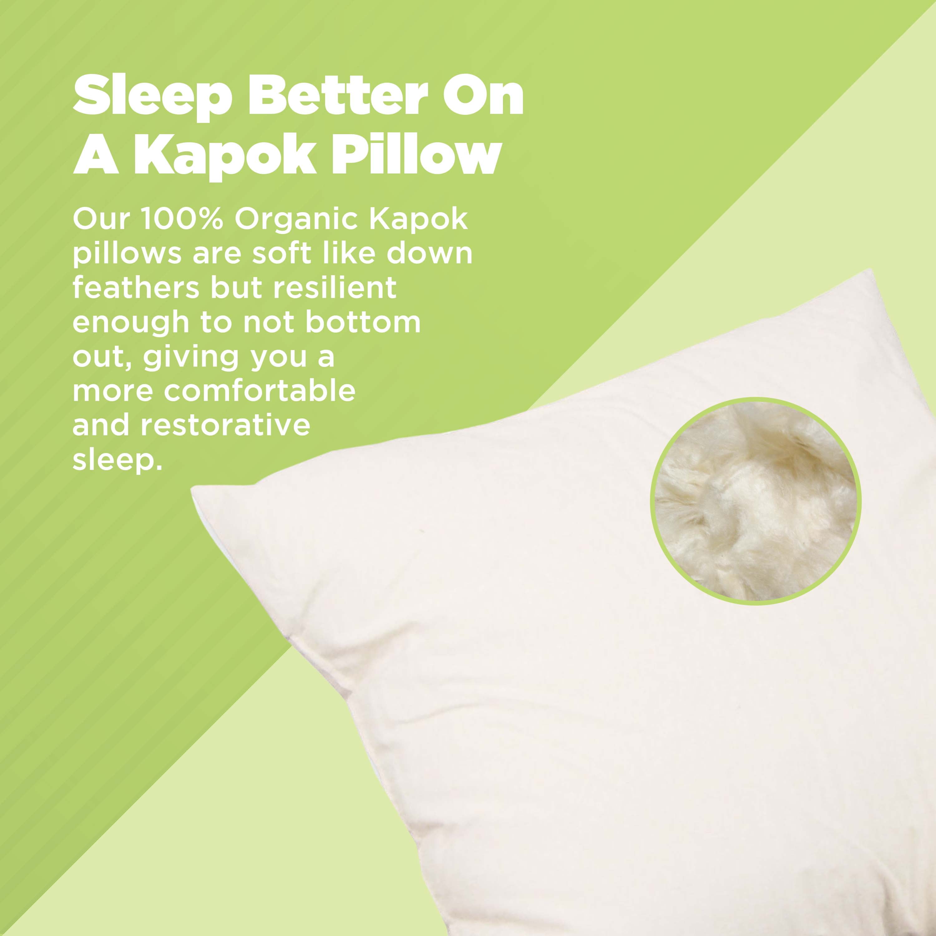 Kapok Pillow - Organic Cotton Fabric and Fill Soft Throw Pillow with Zipper, Made in USA - 12" X 16"