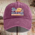 thumbnail image 2 of GDREDA Men Hat Women's Vintage Washed Denim Printed Baseball Cap，Wine, 2 of 3
