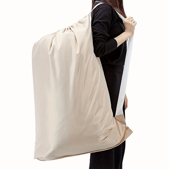 Extra Large Capacity Laundry Bag with Shoulder Strap, Durable Nylon Drawstring Closure, Multipurpose Rectangular Woven Wash Bag for Home and Travel Storage, Laundry Bags