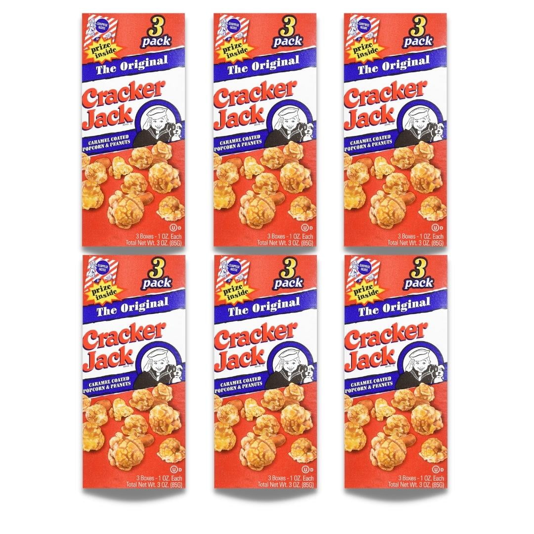 (18 Boxes) Cracker Jack Caramel Coated Popcorn & Peanuts The Original Popcorn1 oz./Boxes Bundle with a Plastic Popcorn Tub & CUSTOM Storage Carrier