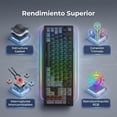 thumbnail image 2 of Teclado Gamer Mecánico EK106 PRO, 100% 106 Teclas Inalámbrico 2.4G/Bluetooth/Cable, Gasket, Batería 4000mAh, RGB, Hot-Swappable, Con Rueda de Volumen, PC/Laptop, 2 of 7