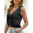 thumbnail image 3 of YATELLE Womens Cropped Sweater Vest V Neck Button Down Y2k Crop Knit Summer Trendy Sleeveless Chunky Tank Tops, 3 of 5