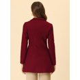 thumbnail image 4 of Abrigo de invierno medio largo informal de negocios abotonado con cuello vuelto para mujer borgoña M, 4 of 6