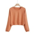 thumbnail image 5 of XIAONU Women's Casual Cropped Sweater Top Solid Color Round Neck Long Sleeve Hoodless Pullover, 5 of 5