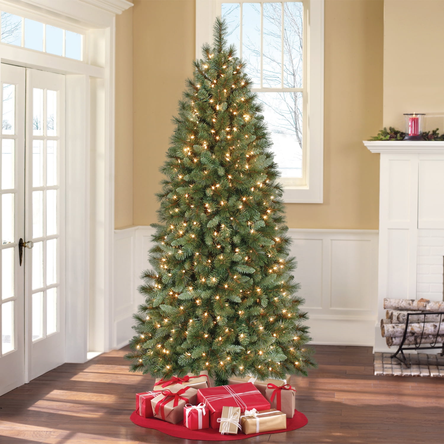 Holiday Time Pre-Lit 7' Scottsdale Pine Artificial Christmas Tree ...