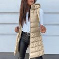 thumbnail image 6 of WULMLEO Long Sleeveless Hooded Puffer Vest Women, Quilted Zip Up Winter Padded Jacket, Warm Fall Winter Outerwear Coat with Pockets Lightweight Trendy Beige 2XL, 6 of 7