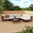 thumbnail image 4 of GRANDPATIO Boho 7-Piece Open Weave Wicker Patio Furniture Set, Outdoor Conversation Set with Thick Cushions, Beige Cushion&Brown Wicker, 4 of 8