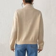thumbnail image 7 of Women's Fall Weater Floral Crochet Long Sleeve Blouse Mock Neck Ribbed Knit Casual Tops Beige S, 7 of 7