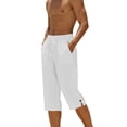 thumbnail image 5 of YTCAMLO Oversized Capri Pants for Men Athletic Slim Fit Workout Pants with Pockets Moisture Wicking Below Knee Long Shorts for Gym Hiking, White L, 5 of 9