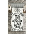 thumbnail image 3 of Ambesonne Hamsa Quilted Bedspread Set 2 Pcs, Ornamental Mandala Oriental, Twin Size, White Black, 3 of 3