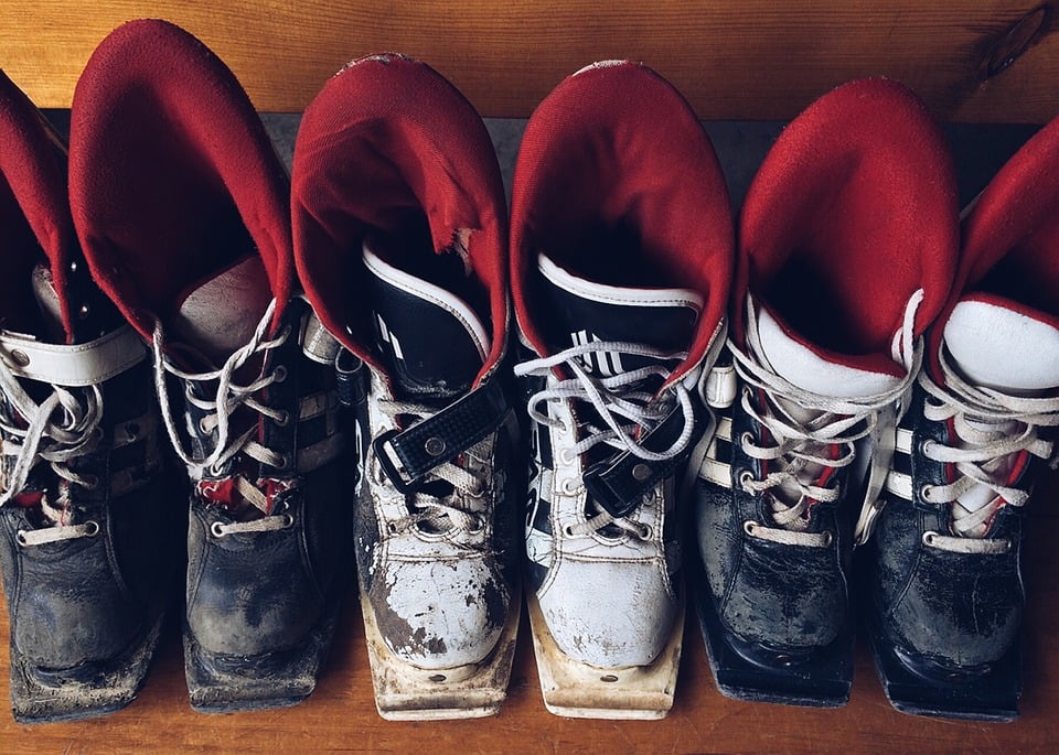 Boots Old Worn Equipment Ski Leather Poster Print 24 x 36 by