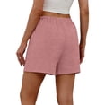 thumbnail image 5 of Only Moment Women's Summer Sweat Shorts Polyester Dressy Casual Elastic High Waisted,Comfy Lightweight Airy,Summer Shorts for Beach,Travel & Vacation Linen Shorts Pink,S, 5 of 8