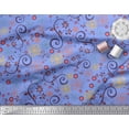 thumbnail image 3 of Soimoi Blue Heavy Satin Fabric Floral & Scroll Abstract Print Fabric by the Yard 54 Inch Wide, 3 of 3