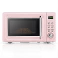 thumbnail image 1 of Costway 0.7 Cu.ft Retro Countertop Microwave Oven 700W LED Display Glass Turntable Pink, 1 of 10