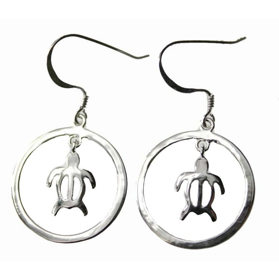 R.H. Jewelry Sterling Silver Hawaii Round Sea Turtle Dangling Earring Set