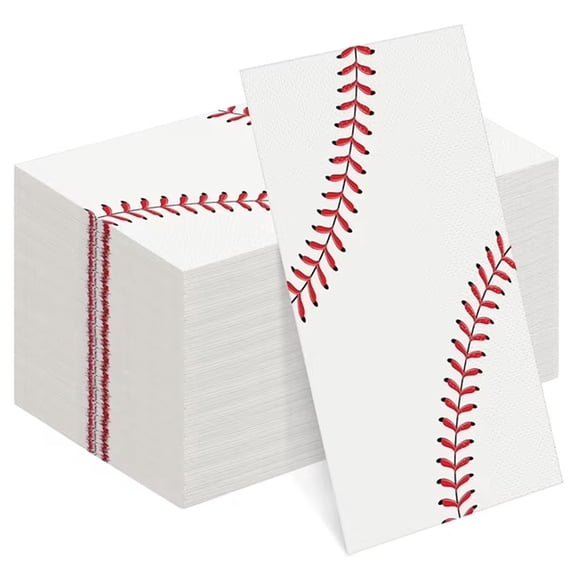 50-piece Sports-style Baseball Napkins, 7.8×4.3 Inches - Disposable Baseball-themed Cocktail Napkins for Decorations at Birthdays, Weddings and Parties