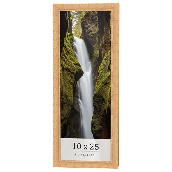 10x25 Light Brown Bamboo Real Wood Picture Frame Width 1.5 inches | Interior Frame Depth 0.5 inches
