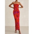 thumbnail image 4 of Vestido largo sin tirantes con estampado floral PRETTYGARDEN para mujer, 4 of 9