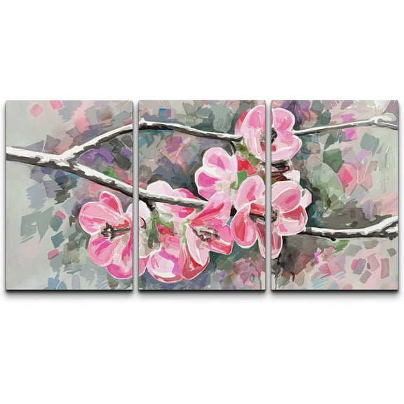 wall26 Canvas Print Wall Art Set Pastel Watercolor Cherry Blossoms Flowers Botanical Illustrations Modern Art Chic Scenic Relax/Calm Colorful for Living Room, Bedroom, Office - 24"x36"x3 Pa