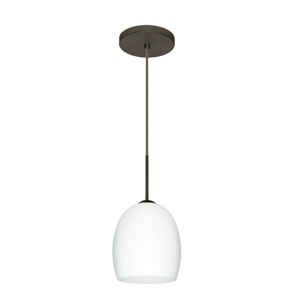 1JT-169707-BR-Besa Lighting-Lucia-One Light Cord Pendant with Flat Canopy-6.25 Inches Wide by 7.25 Inches High-Bronze Finish-Opal Matte Glass