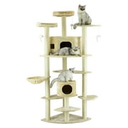 Angle View: Go Pet Club 80-in Cat Tree & Condo Scratching Post Tower, Beige