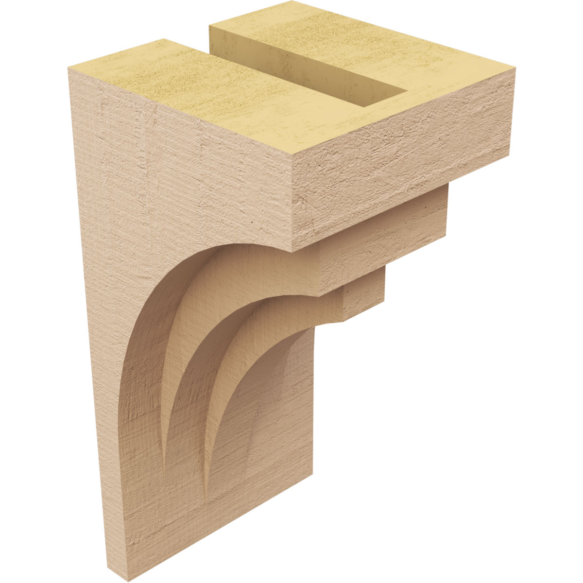 5"W x 5"D x 10"H Wide Rockford Rough Cedar Woodgrain TimberThane Corbel, Primed Tan
