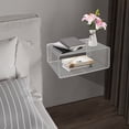 thumbnail image 3 of Wall-Mounted Acrylic Floating Nightstand for Apartments, Offices, Living Rooms, Bedrooms, Bathrooms, Study Rooms, or Other Places to Store Books, Decorations, Cups, Small Plants, Desk Lamps, 3 of 12