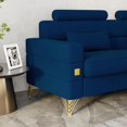 thumbnail image 3 of Blue Velvet Sofa Couch, 86" Large Loveseat Sectional Sofa with Gold Metal Legs for 3-4 Persons, Mid Century Modern Couch with 2 Pillows, Love Seat for Living Room Home Office Apartment, 3 of 8