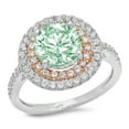 thumbnail image 2 of 2.6 ct Round Cut Simulated Green Diamond Halo Engagement Ring for Women in 18K White/Rose Gold, 2 of 2