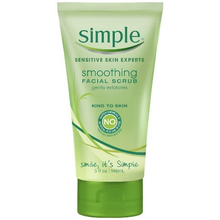 4 Pack Simple Sensitive Skin Smoothing Facial Scrub, Gently Exfoliates 5 Oz (Best Exfoliating Scrub For Sensitive Skin)