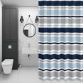 thumbnail image 4 of Minimalist Stripes Shower Curtain for Bathroom Decor, Navy Blue Grey Horizontal Stripe Modern Waterproof Fabric Shower Curtain, 72"x96" Set with 12 Hooks, 4 of 9