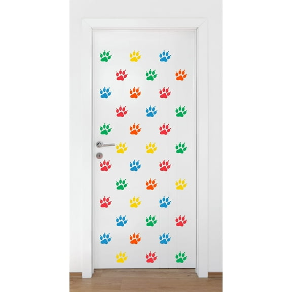 Animal Wall Decal Seamless Pattern Coloured Dog Footprints Bedroom Wall Decal for Children Dog Cute Themed Room Decal - Size: 12 In x 12 In