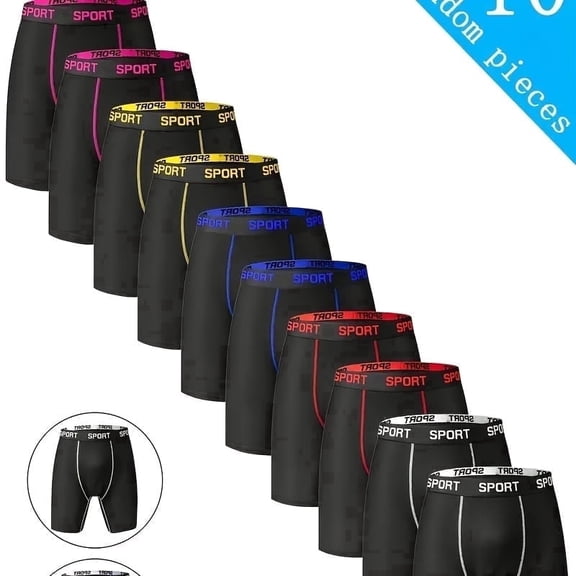 Sports Mens Boxer Briefs Active Performance Breathable Underwear for Men, 10-Pack