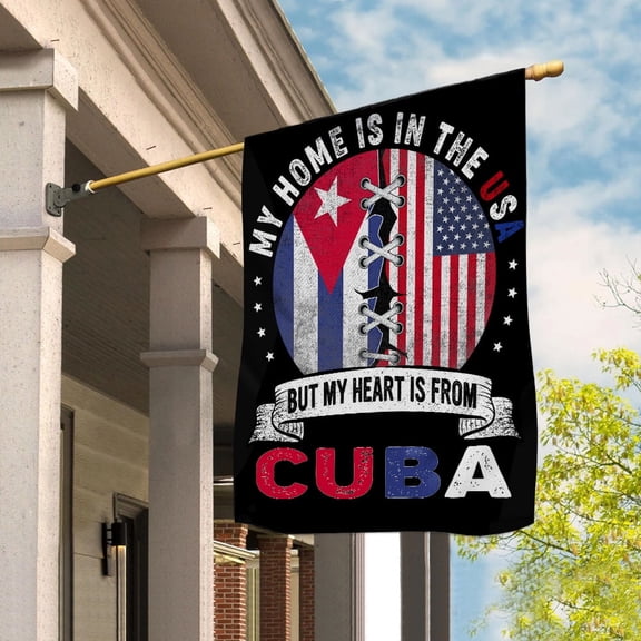 Flag-Made in America with Cuban Parts Cuba U.S.A Friendship American Flag Patriotic Garden Flag, Double-Sided Decorative Outdoor Flag, Patriotic Polyester Yard Flag 12 x 18 in