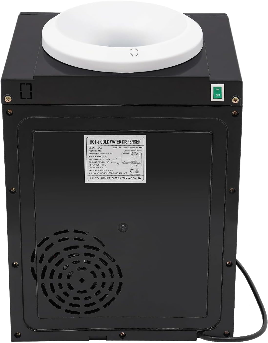 Miumaeov Top Loading Water Cooler Dispenser Desktop Electric Hot Cold Water Dispenser