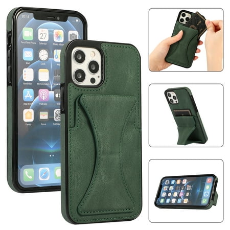 Decase Wallet Case for iPhone 13 Pro Max PU Leather Case with Card Slot Kickstand Ultra Thin Men Women Shockproof Case Green,For iPhone 13 Pro Max