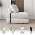 thumbnail image 4 of Corduroy Folding Sofa Bed, Full Size Multi-Position Floor Couch with Headrest and Lumbar Pillow, Convertible Sleeper for Living Room, Guest Room and Apartment,Beige, 4 of 7