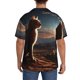 thumbnail image 3 of Balery Pyramid Desert Cat Camisa Casual de Manga Corta con Botones para Hombre, Texturizada, Estilo Cubano, para Playa, Verano-X-Large, 3 of 5