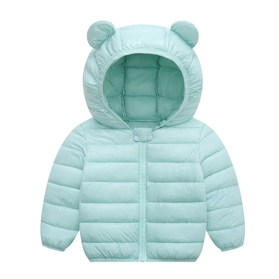 LYMAYTER Boys Girls down Cotton Coats Kids Fall Winter Long Sleeves Printed Jacket Toddler Ears Hooded Warm Outerwear for 1-7 Years