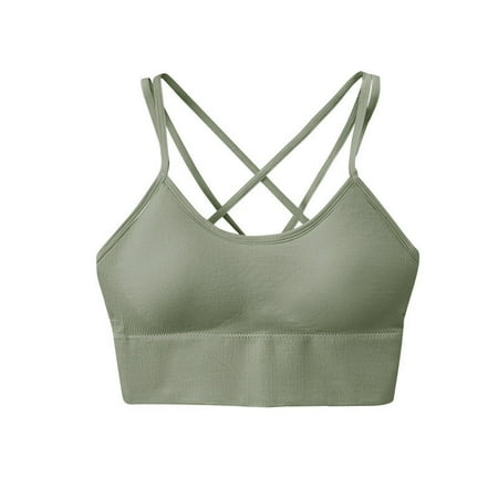 

Qiaocaity Women Bras High Support Underwear Women Seamless Sports Bra Wirefree Yoga Bra With Removable Pads Green XL
