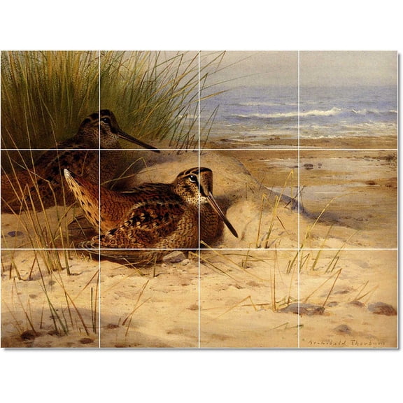 Ceramic Tile Mural-Archibald Thorburn Birds Painting 24. 24" w x 18" h using (12) 6 x 6 ceramic tiles