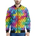 thumbnail image 3 of Chaqueta con estampado geométrico colorido de arcoíris para hombre, sudadera con rayas estampadas en 3D, chaqueta bomber urbana con cremallera, tops y abrigos, 3 of 5