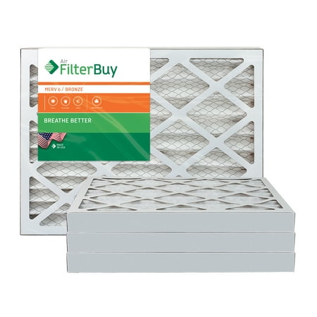 AFB Bronze MERV 6 20x36x2 Pleated AC Furnace Air Filter. Pack of 4 Filters. 100% produced in the USA.