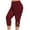Wine, variant on JURANMO Plus Size Capri Leggings for Women Solid Color High Waist Yoga Pants Slim Fit Stretch Gym Workout 3/4 Pants Lightweight Breathable Cutout Leggings Deals of the Day Wine M