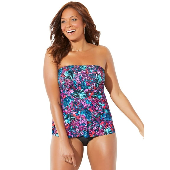 Swimsuits for All Smocked Bandeau Tankini Set