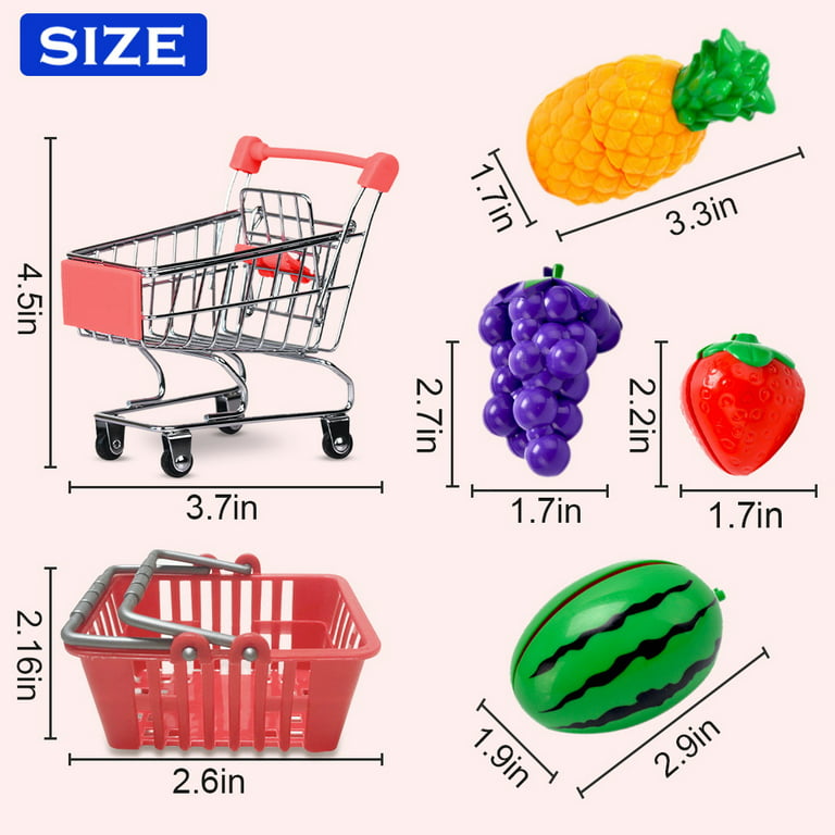 Mini Shopping Cart Miniature Supermarket Handcart Shopping Utility Cart  Storage Toy for Kids - Green