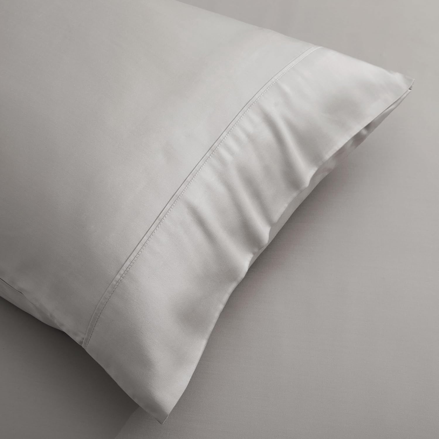 American Home Collection Bamboo Viscose Sheet Set - Silky Soft, Cooling for Hot Sleepers - 18 Inches Deep Pocket - Premium Sateen Finish - California King, Grey