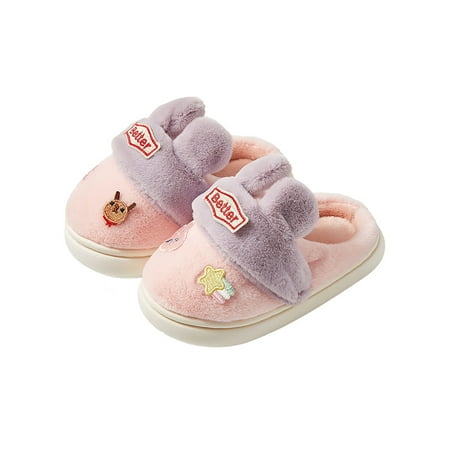 

Oucaili Girls Breathable Cute Fuzzy Slippers House Casual Cozy Winter Shoe Pink 22-23