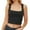 Black, variant on Women Solid Sleeveless Strappy Crop Tank Tops Square Neck Workout Fitness Casual Basic Cropped Vest Streetwear 1975 Crop Top Compression Women Camisole Women Large Asymmetric Tunic Olive Girls Workout