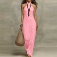 thumbnail image 3 of YuXingFu Summer Dresses for Women Maxi Halter Plus Size Womens Dress Sleeveless with Pockets Long Casual Summer Pink L, 3 of 6